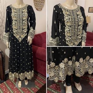 Pakistani black chiffon fancy dress